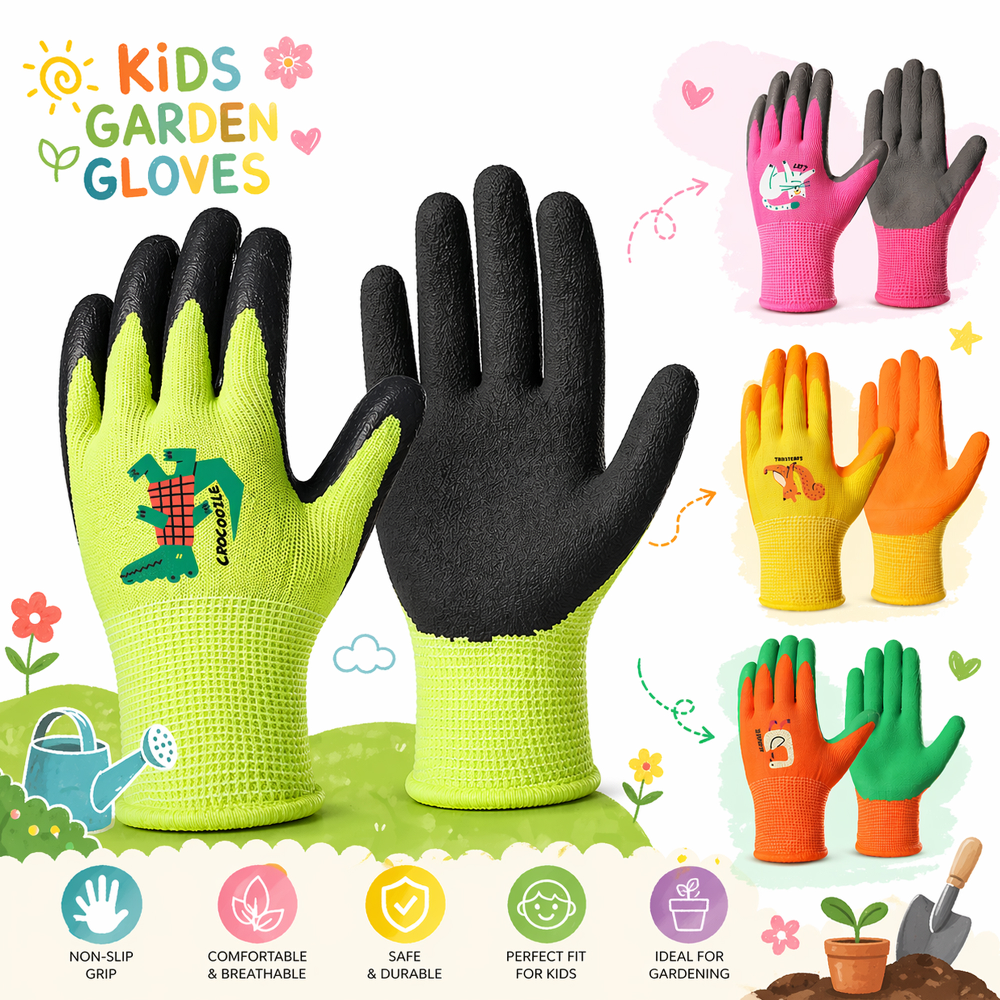 Gardening Tools For Kids - 4 Pairs Kids Gardening Gloves Latex