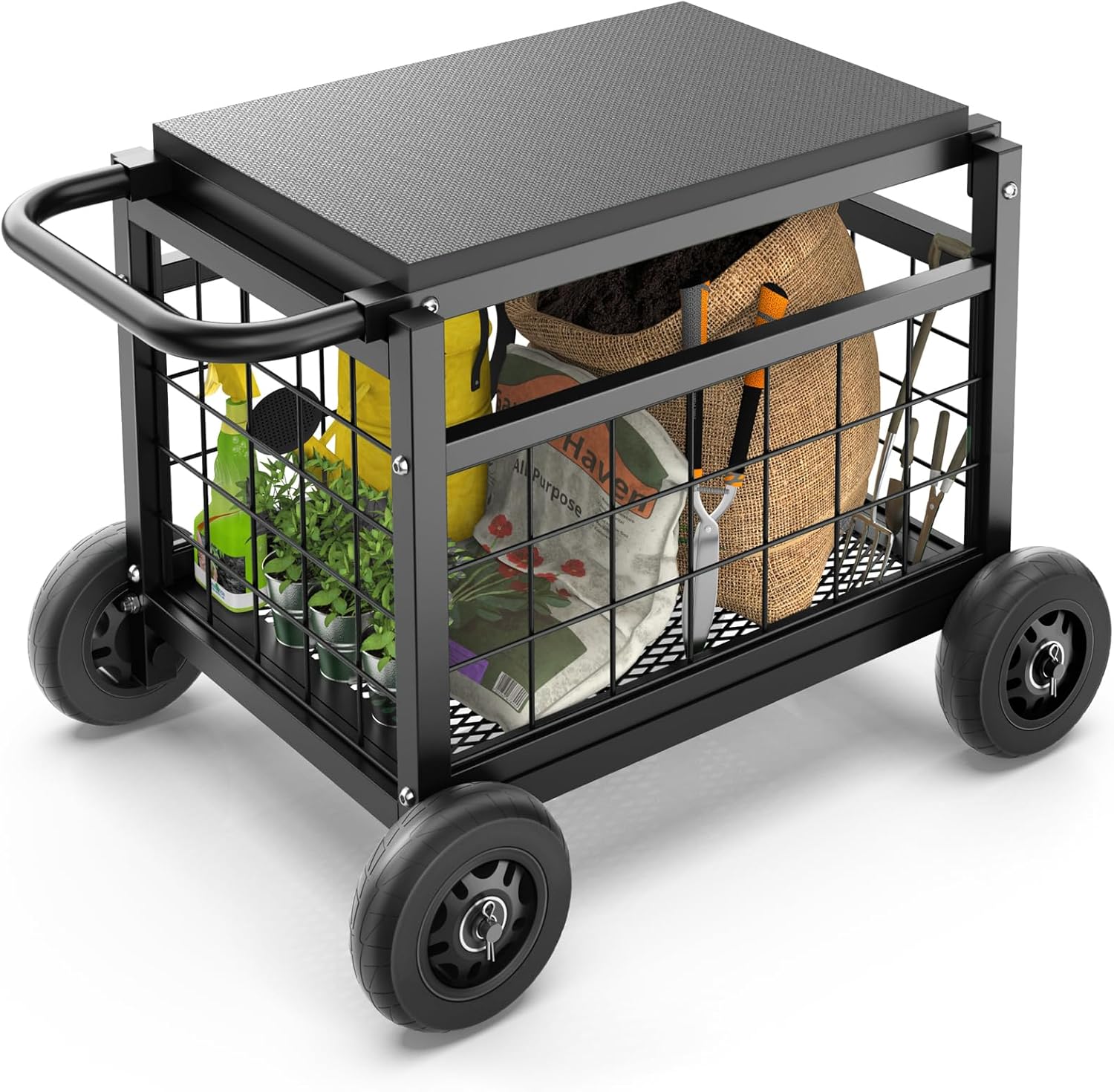 Gardening Tools For Seniors - Rolling Garden Work Seat with Wheels