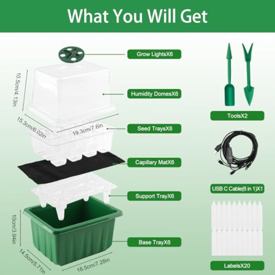 Seed Starter Tray with Light 6 - Greenhouse Mini Indoor 评论和价格