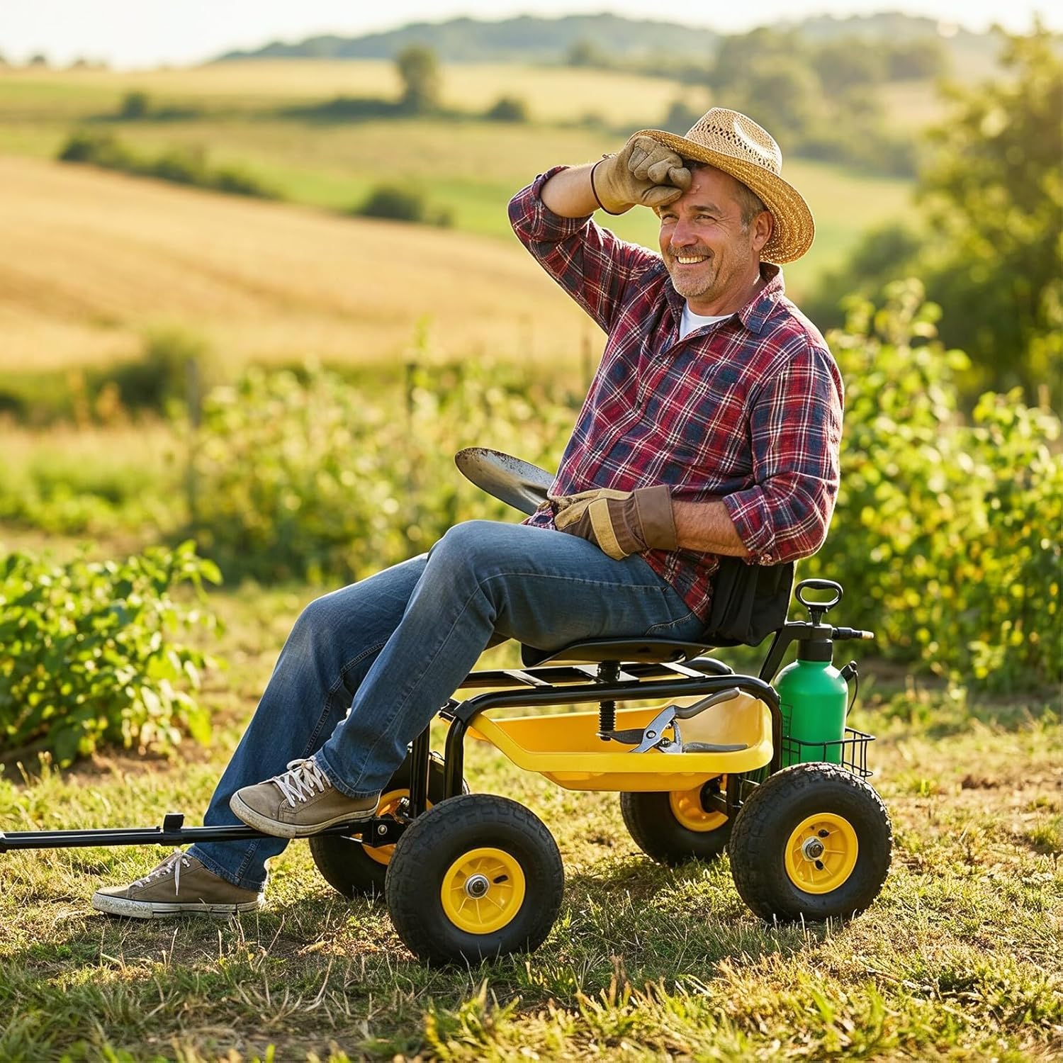 Heavy Duty Garden Scooter with - Gardening Tools For Seniors 评论和价格