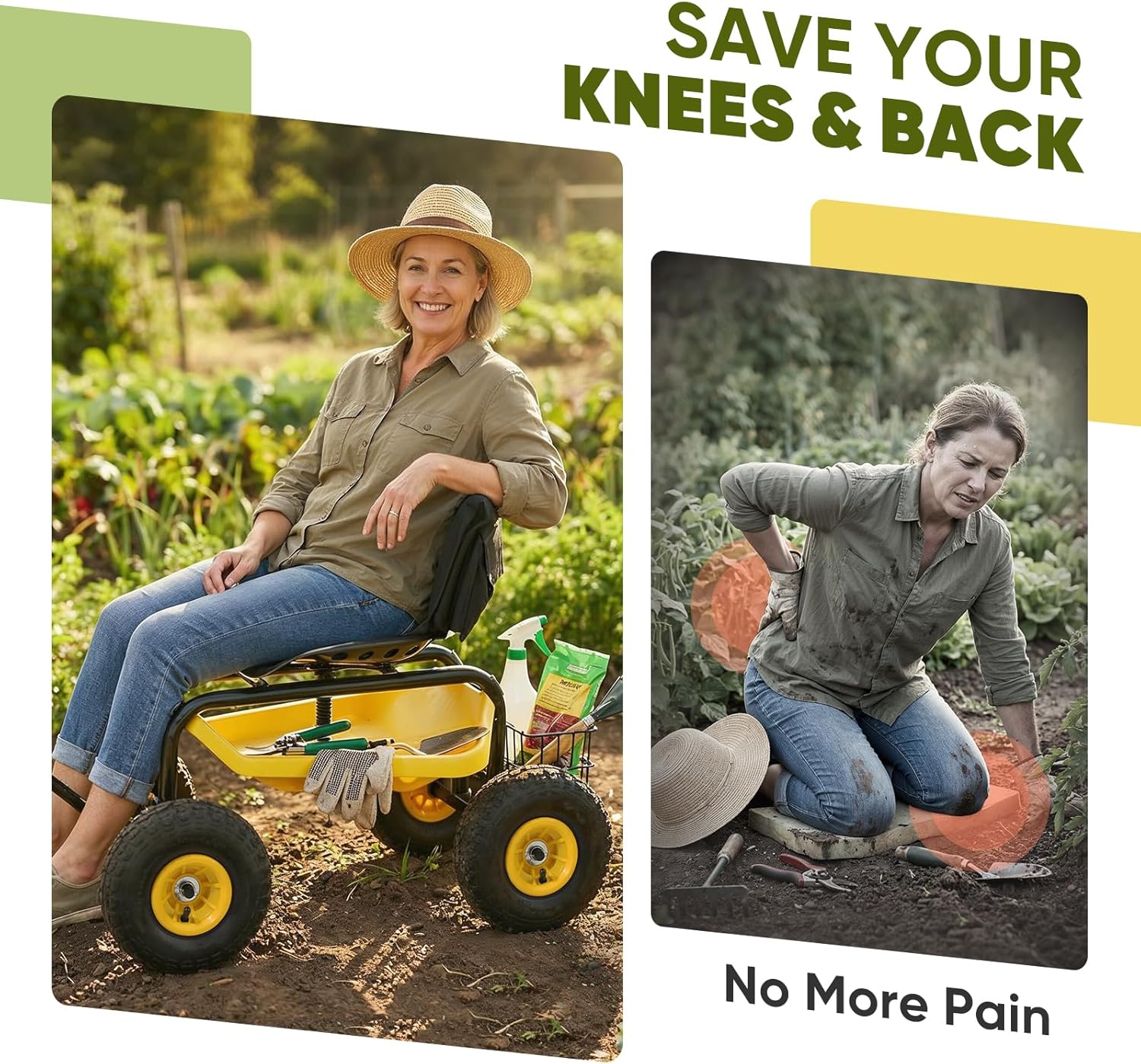 Heavy Duty Garden Scooter with - Gardening Tools For Seniors 评论和价格