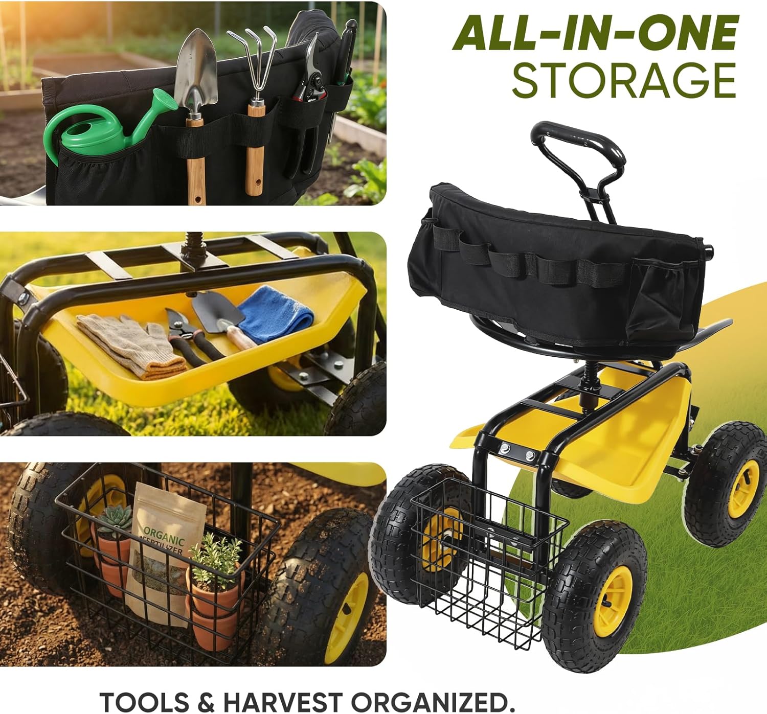 Heavy Duty Garden Scooter with - Gardening Tools For Seniors 评论和价格