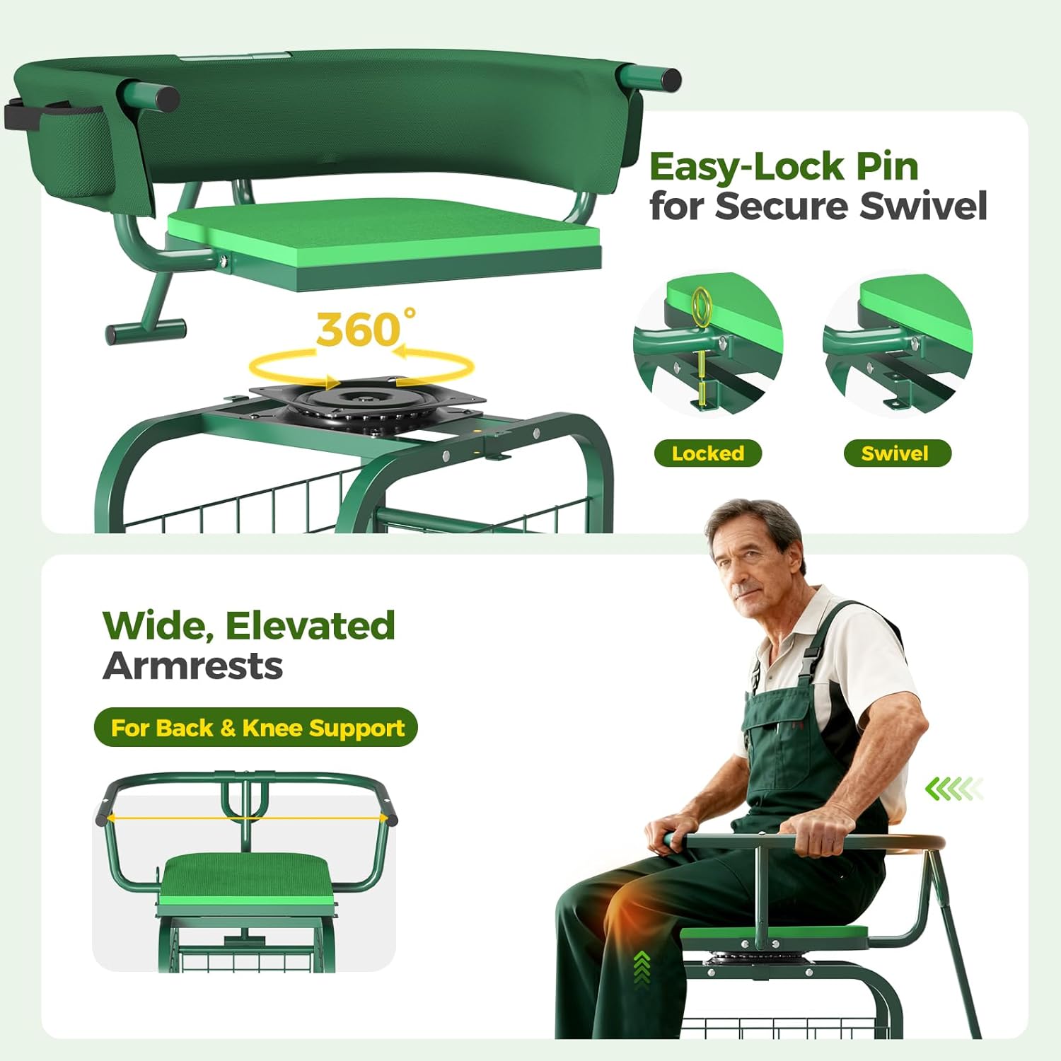 Garden Seat with Wheels, Rolli - Gardening Tools For Seniors 评论和价格
