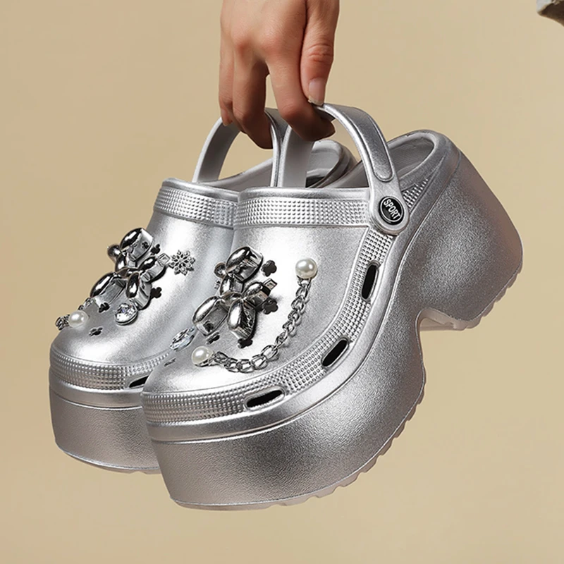 New Women's Silver Platform Cl - Gardening Tools For Women 评论和价格