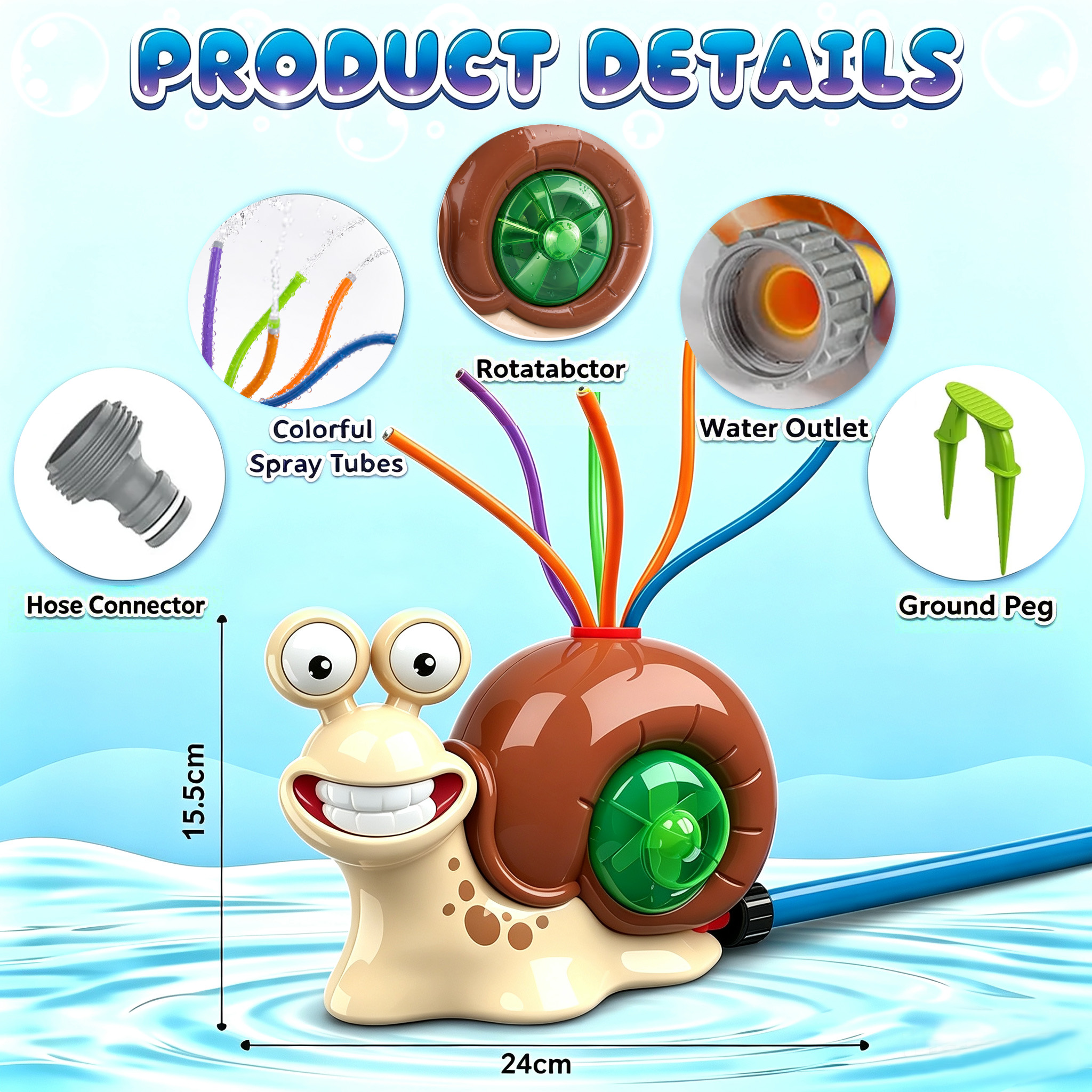 Water Spray Outdoor Toy Snail  - Gardening Tools For Kids 评论和价格