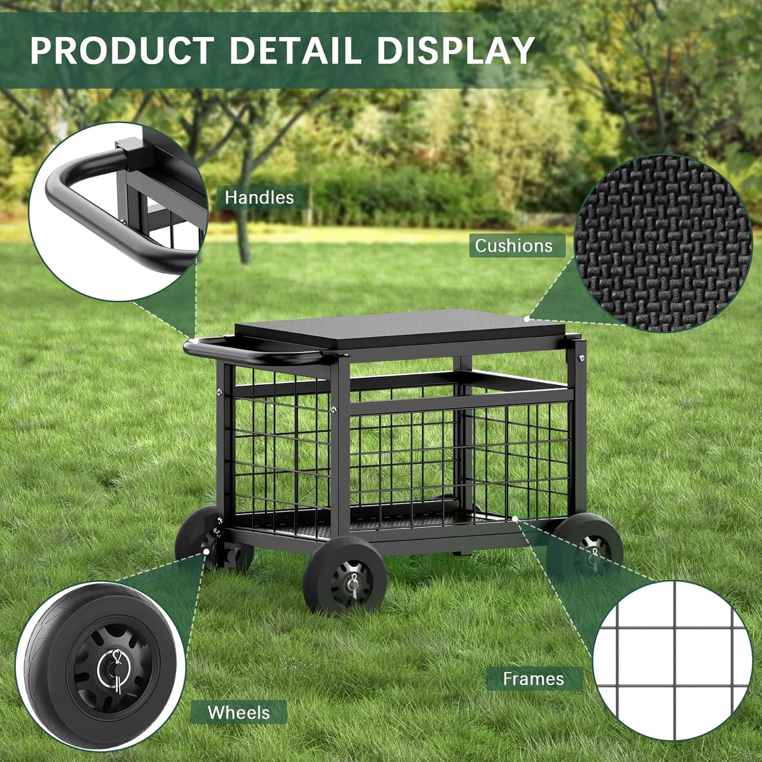 Rolling Garden Work Seat with  - Gardening Tools For Seniors 评论和价格